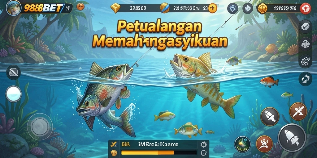 Screenshot gameplay 988BET menampilkan keseruan memancing.