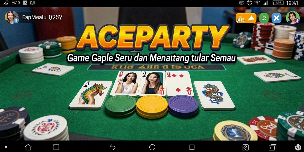 Screenshot utama menampilkan gameplay seru di Gaple ACEPARTY.