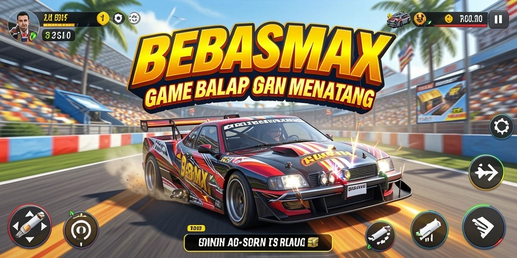 Gameplay seru dari BEBASMAX saat berlomba di lintasan.