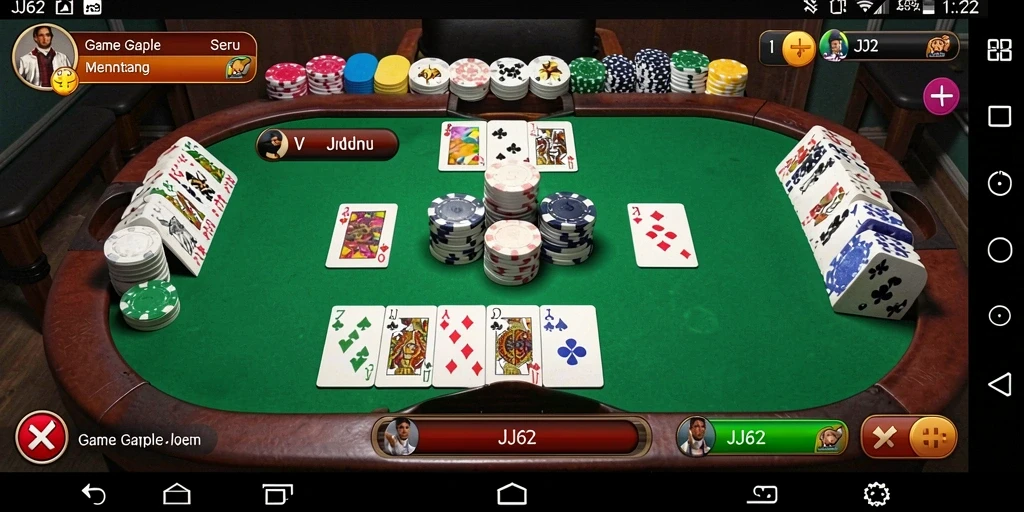 Tampilan screenshot utama JJ62 menampilkan aksi seru permainan Gaple.