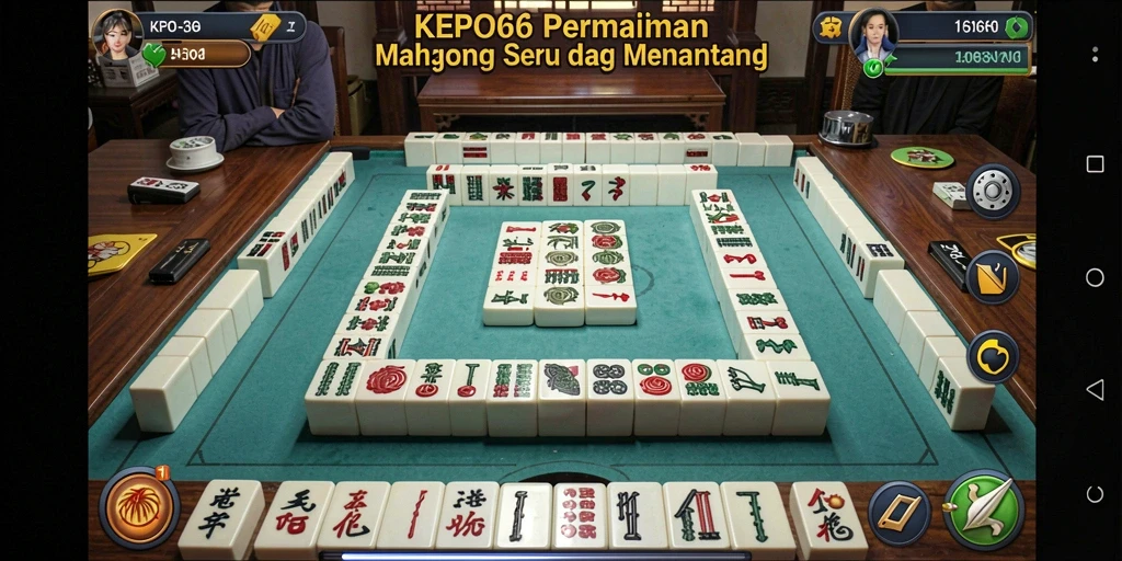 Tampilan gameplay seru KEPO66 dengan ubin Mahjong berwarna-warni.