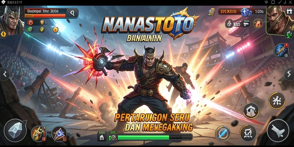 Tampilan menarik dari gameplay pertarungan di NANASTOTO.