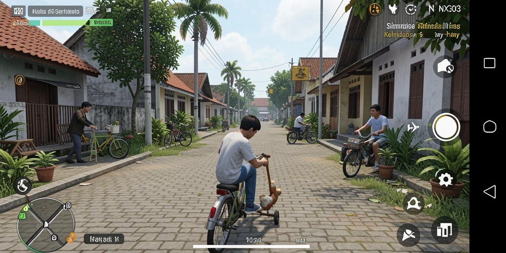 Tangkapan layar gameplay NX303 menunjukkan interaksi mendalam dan aktivitas sehari-hari.