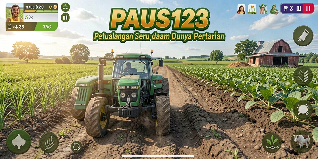 Screenshot utama PAUS123 menampilkan gameplay seru dalam dunia pertanian.