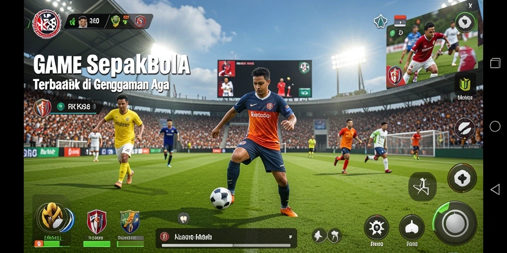 Tampilan gameplay RK88 yang menampilkan aksi permainan sepakbola yang seru.
