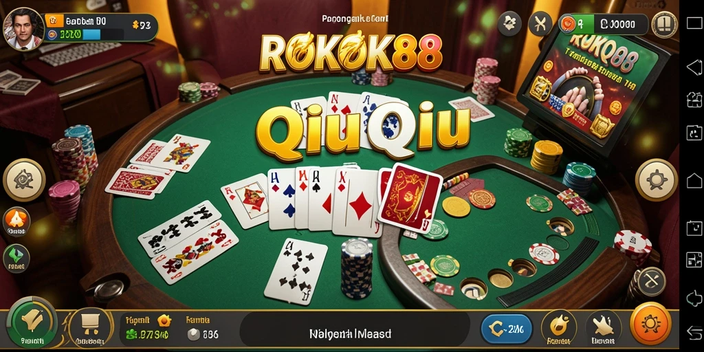 Tampilan gameplay seru dalam permainan QiuQiu ROKOK88.