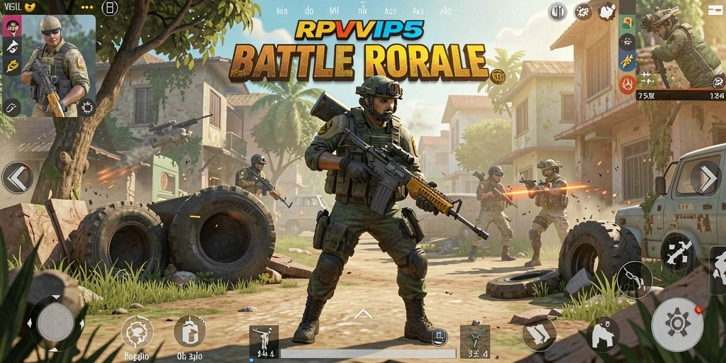 Tampilan gameplay RPVIP5 yang mendebarkan dalam pertarungan Battle Royale.
