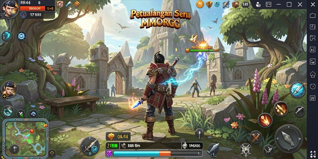 Screenshot utama RR44 menampilkan aksi seru dalam dunia MMORPG.