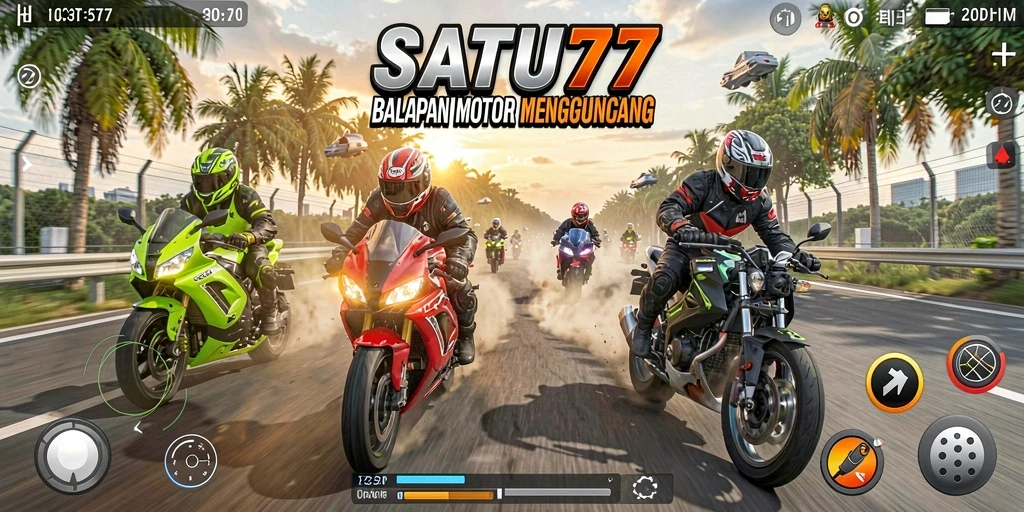 Tampilan dinamika balapan motor yang menegangkan di SATU77.