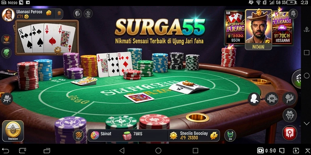 Screenshot yang menunjukkan gameplay seru dalam SURGA55 Poker.