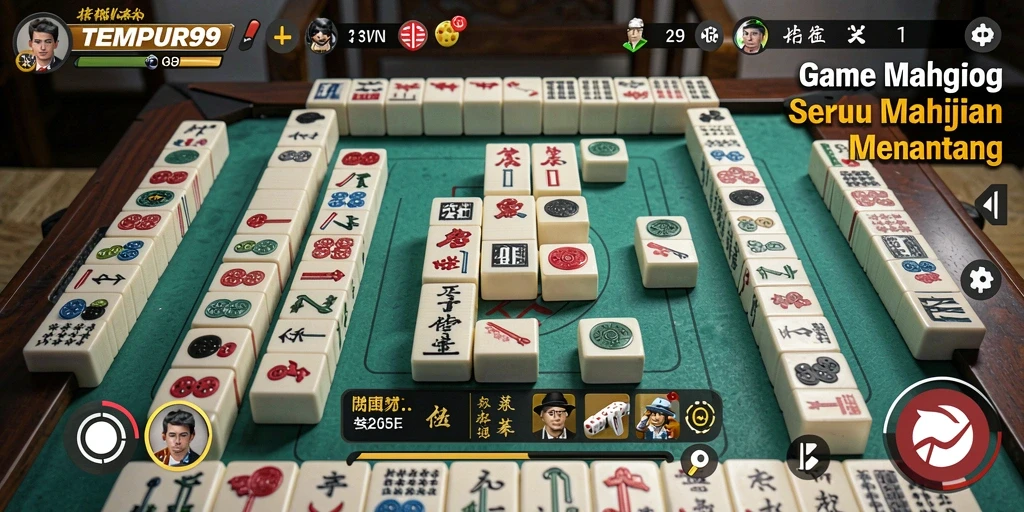 Screenshot TEMPUR99 menampilkan gameplay menegangkan dan seru dari Mahjong.